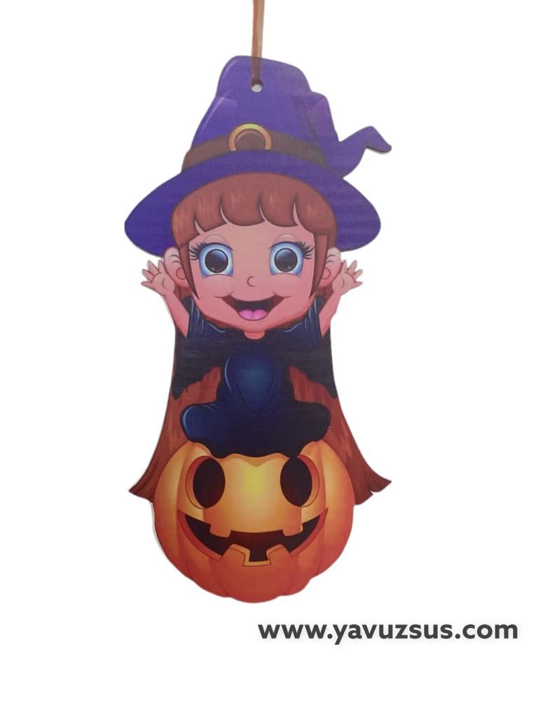 Halloween Cadılı Balkabağı Kapı Süs(Cadılar Bayr)