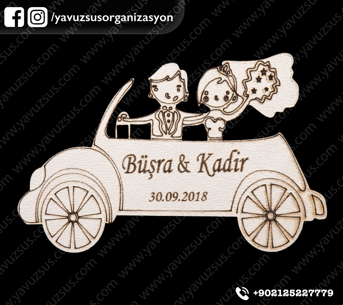 Ahşap arabalı gelin damat (8x5)