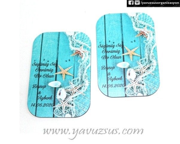 Uv Basklı Mavi Deniz Konseptli Ahşap Süs(15*10cm)