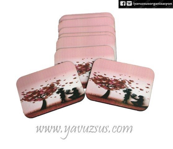 Uv Basklı Ağaç Desenli Ahşap Süsü(7,5*5,5cm)
