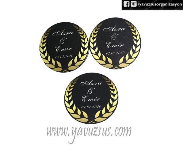 Uv Basklı Siyah Zeminli Ahşap Süs(7cm)