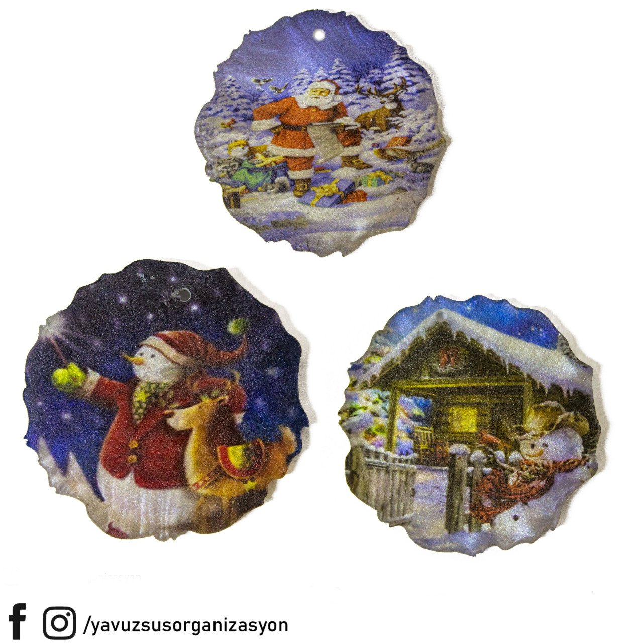 3 lü Epoksi Çam Ağacı Süsü (6,5cm)