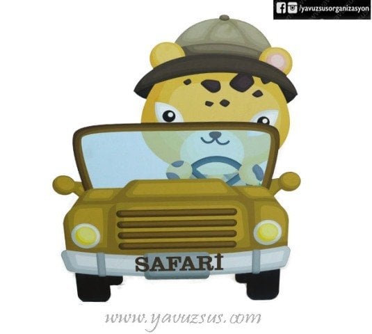 Uv Baskılı Büyük Ayakta Dekor Safari Araba