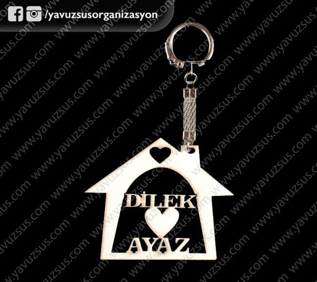 ahşap ev anahtarlık