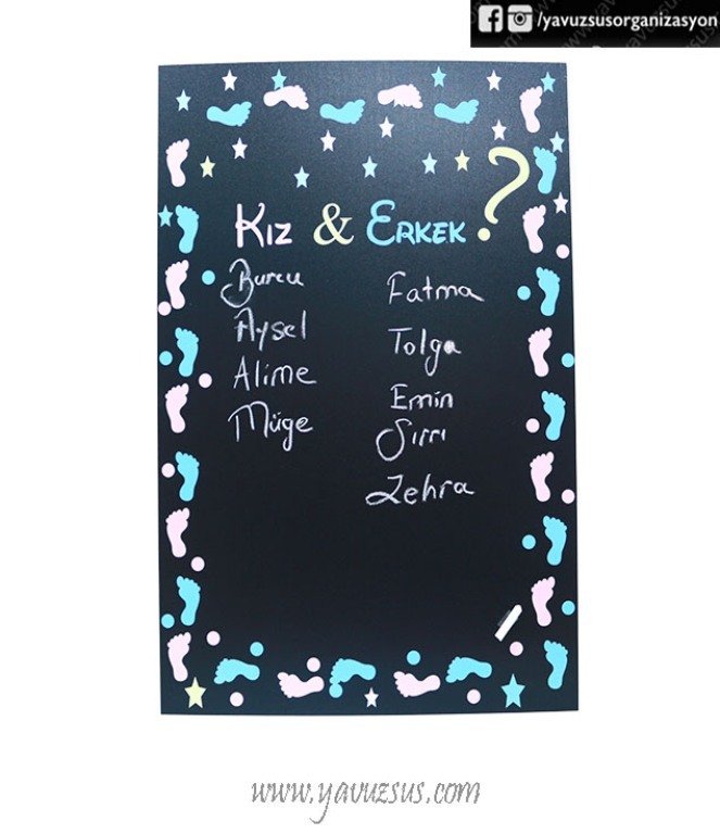 Cinsiyet Tahmin Yazı Tahtası & Tebeşir(48*70cm)