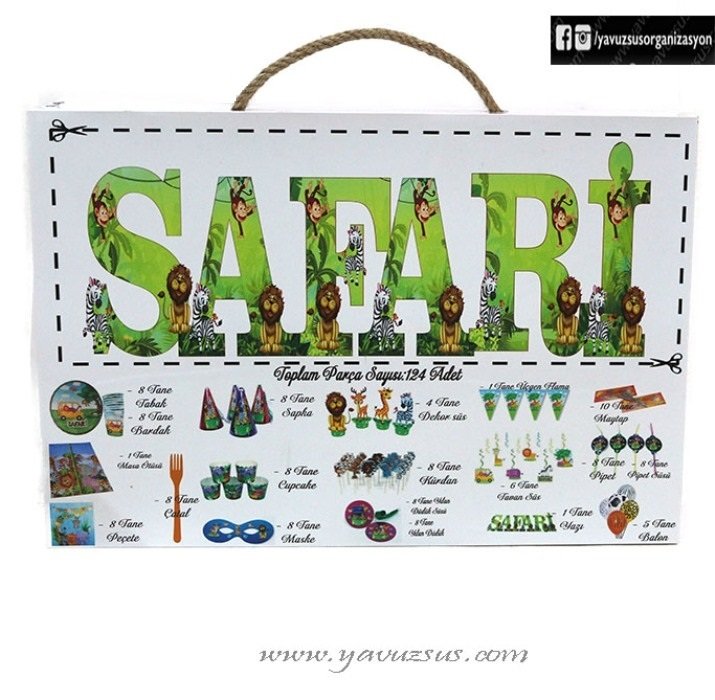 Safari Konseptli 125 Parça Doğumgünü Seti