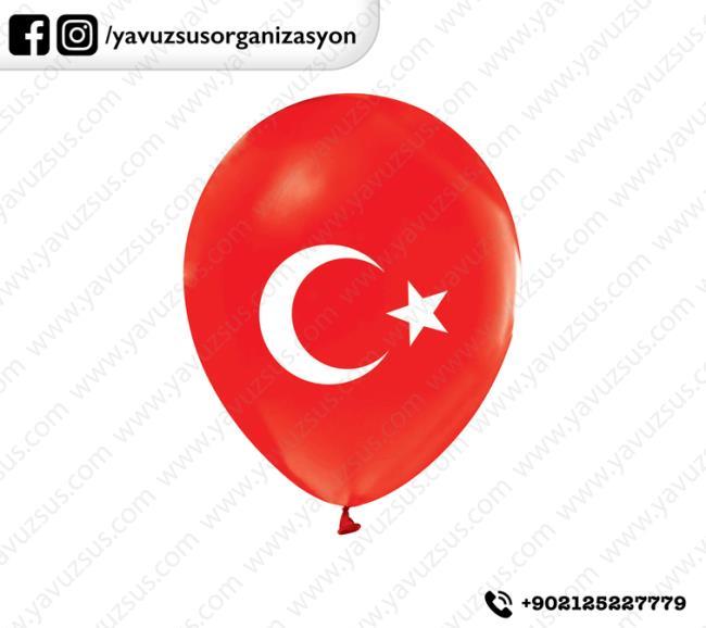 Türk bayrağı baskılı balon(10 ad)