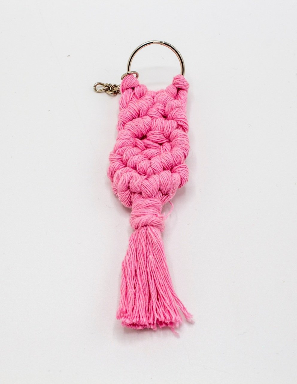 Renkli makrome anahtarlık PEMBE