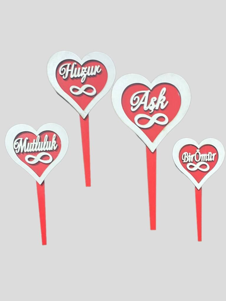 Sevgililer Günü Set Pasta Üstü&Çiçek Arajman Çubuk