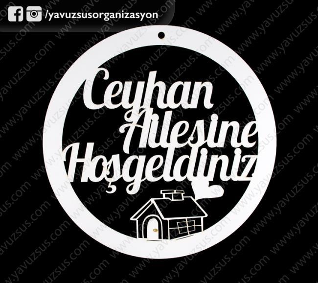 Ahşap kalp evli kapı süsü
