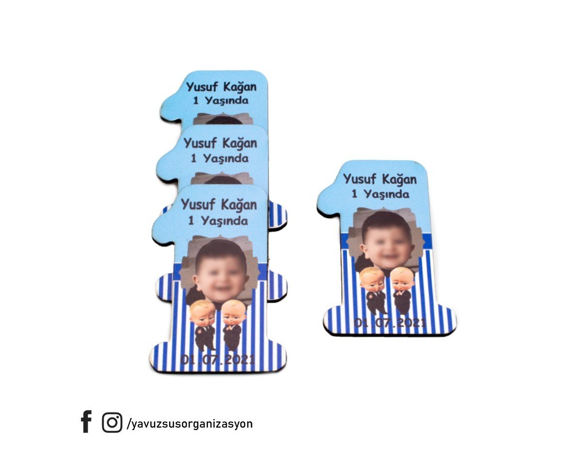 UV Baskılı Kişiye Özel 1 Yaş Ahşap Süs