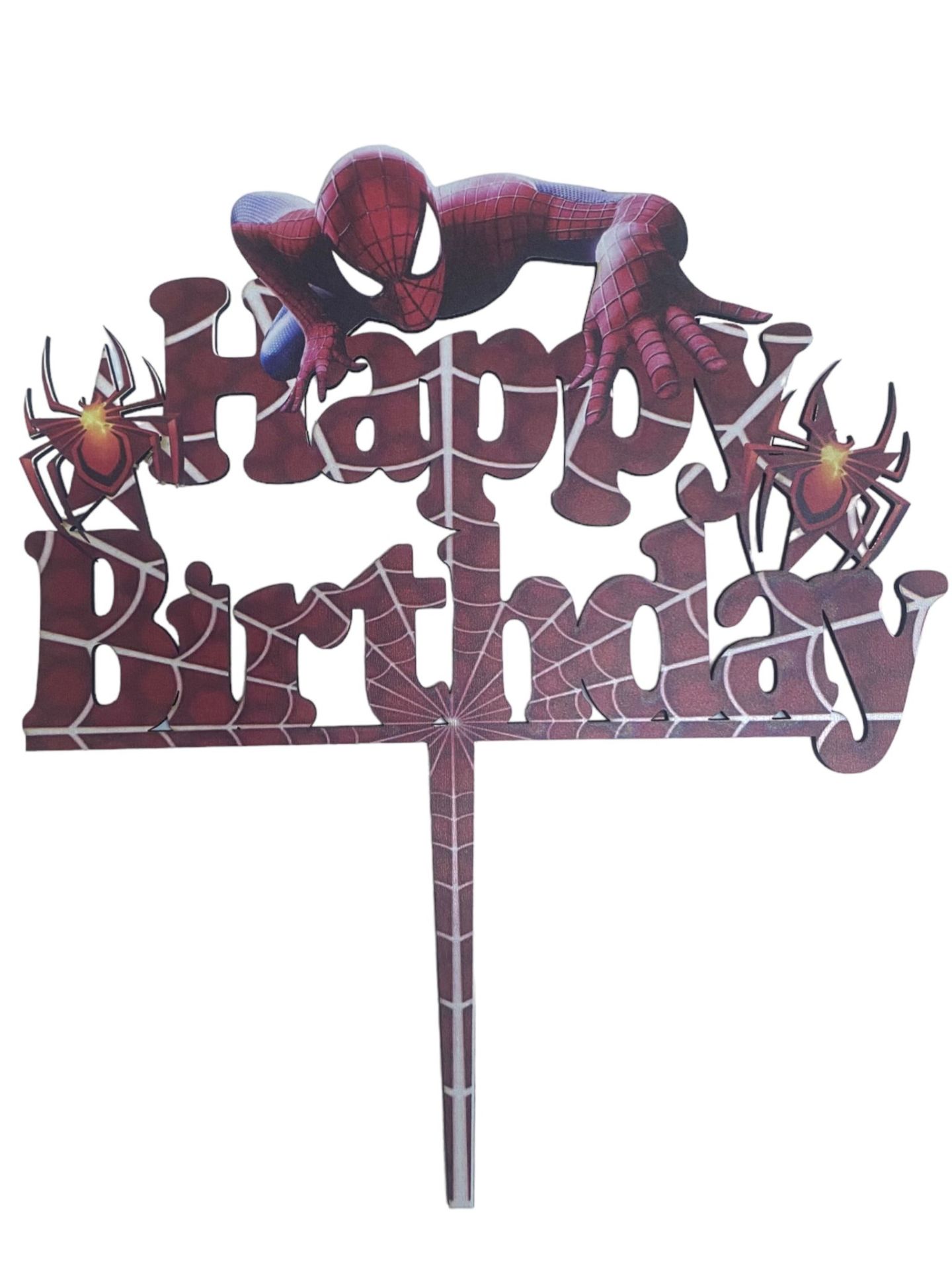 Spiderman Konseptli Ahşap Pasta Üzeri Çubuk(25cm)