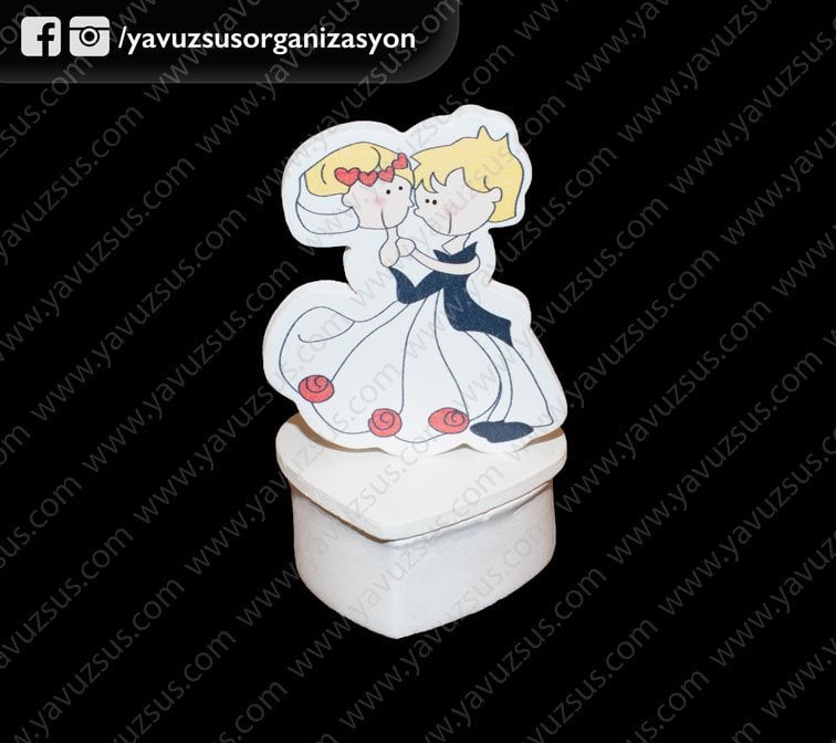 mıknatıslı gelin damat kalp kutu