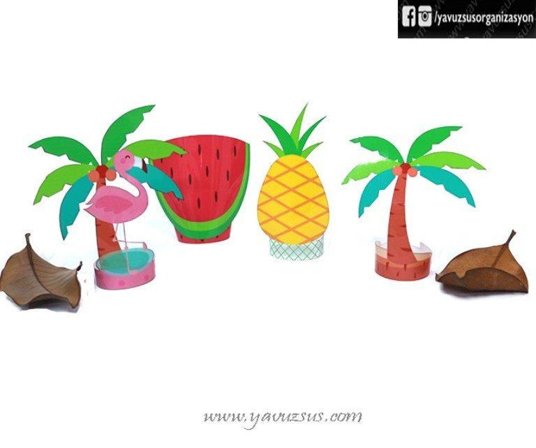 Ayakta 4 lü Flamingo Konseptli Figür(4 adet pvc)