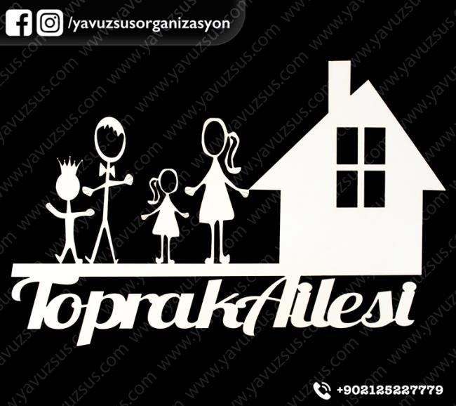 Ahşap aile ev kapı süsü (35x22,5)