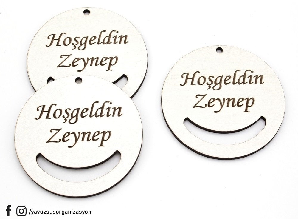 İsme Özel Ahşap Anahtarlık Aparatı (6cm) BEYAZ