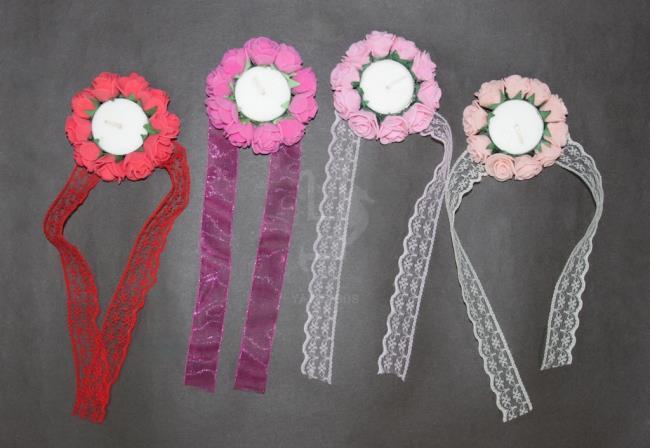 kenarı çiçekli kurdeleli mumluk SOMON