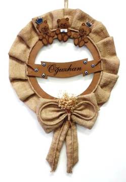 İsme Özel Fırfırlı Ayıcıklı Kapı Süsü