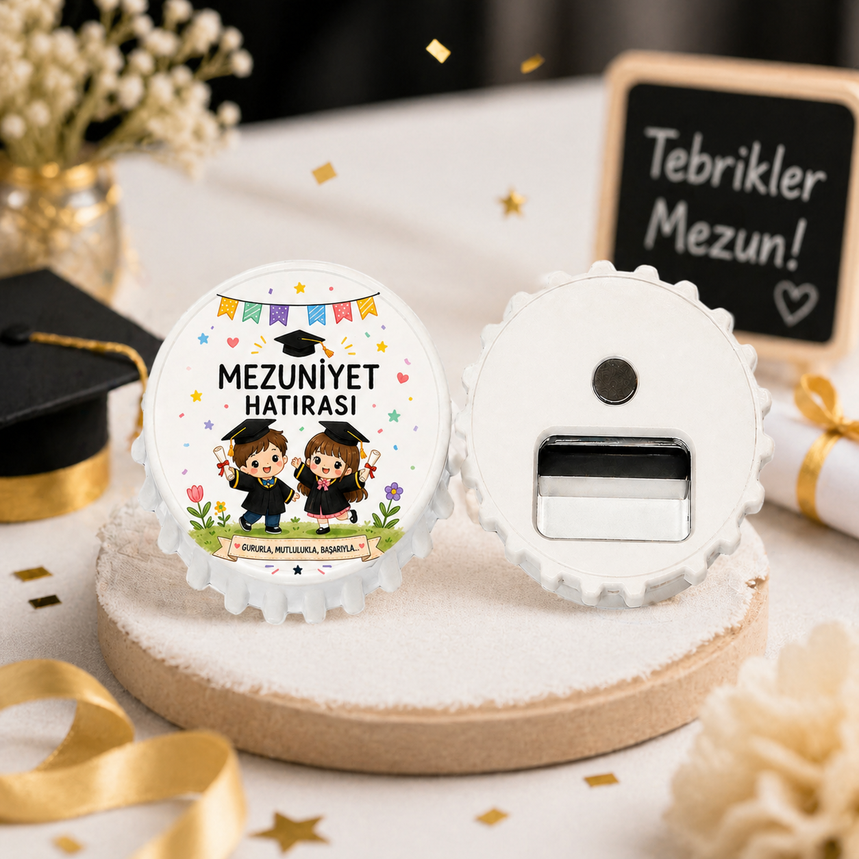Mezuniyet çocukları Baskılı 6 cm yuvarlak açacak