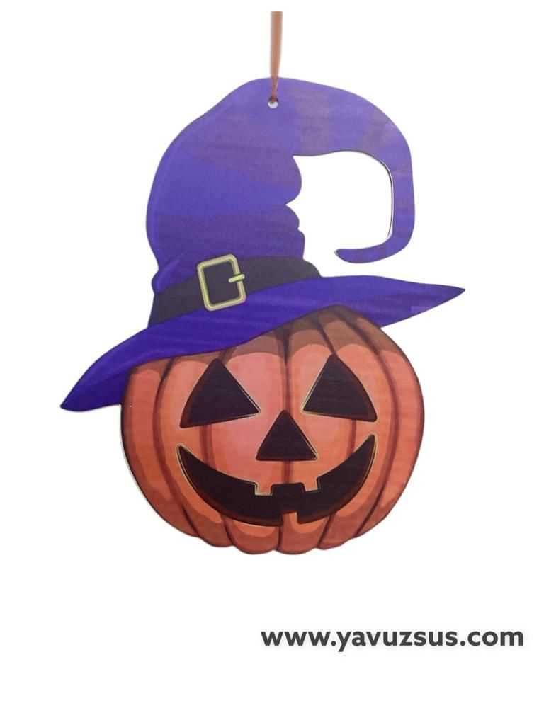 Halloween Şapkalı Balkabağı Kapı Süs(Cadılar Bayr)