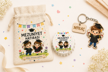 Mezuniyet kese & anahtarlık & açacak  hediyelik(20 Adet)