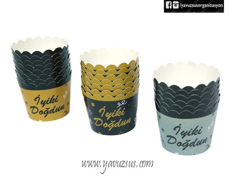 Mat Altın & Gümüşi İyi ki Doğdun CupCake(25 adet)