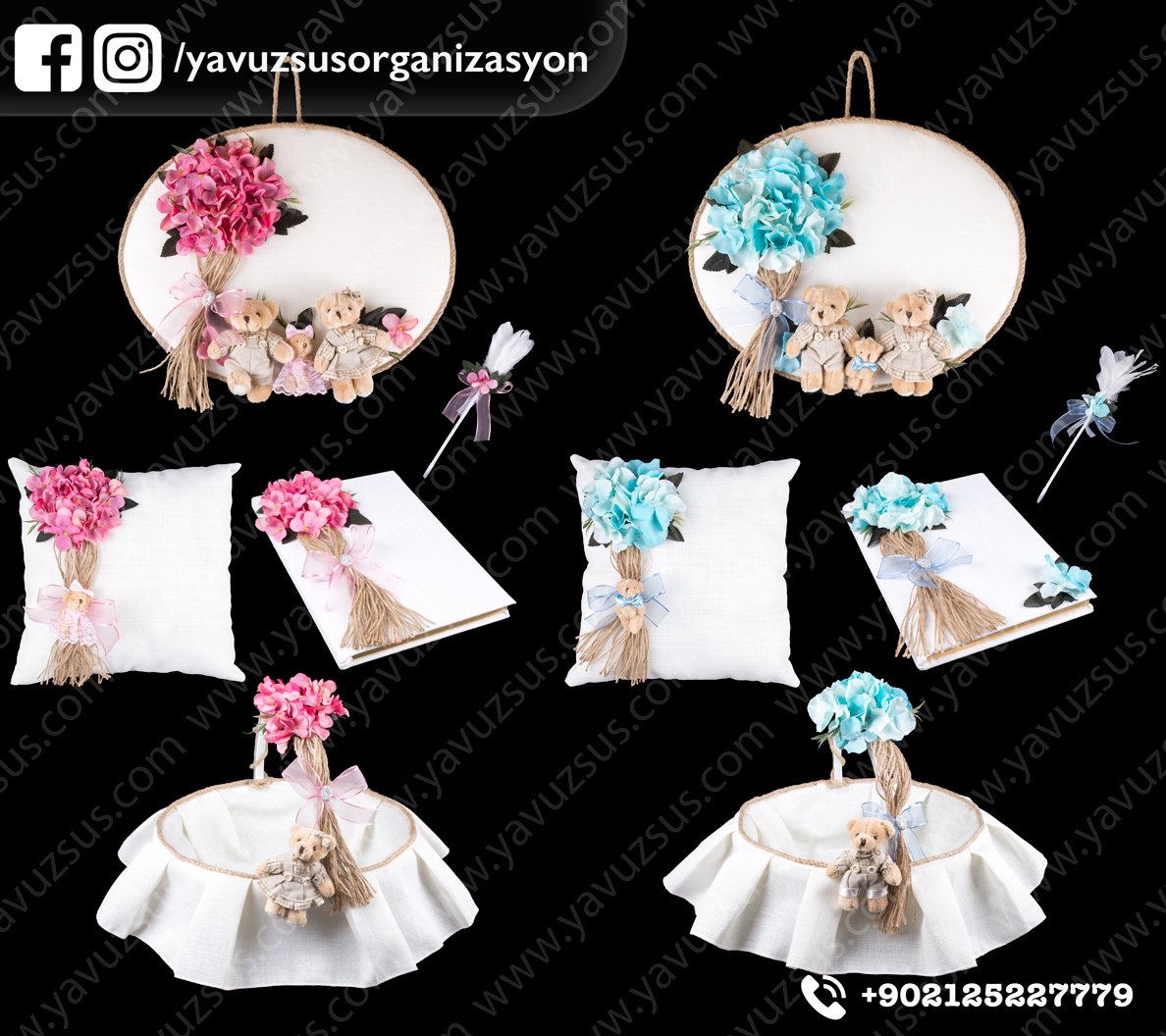 Keten Kumaş Aile Kapı Süsü  4 lü Set