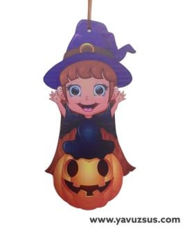 Halloween Cadılı Balkabağı Kapı Süs(Cadılar Bayr)