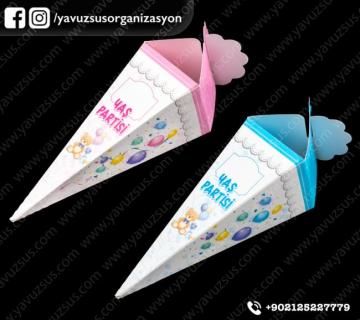 Yaş partisi külah kutu (50ad) PEMBE