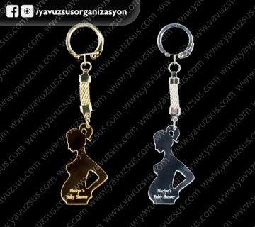 pleksi hamile kadın anahtarlık ALTIN