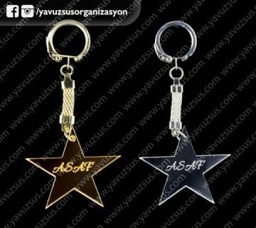 pleksi yıldız anahtarlık GUMUS