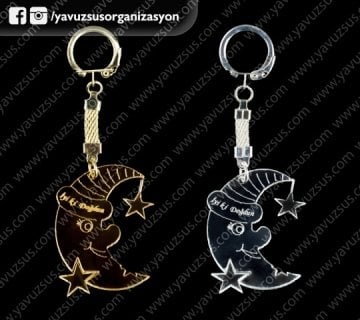 Pleksi yıldızlı aydede anahtarlık GUMUS
