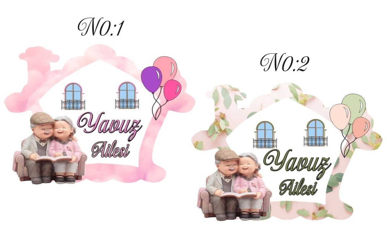 İsme Özel Ev Şeklinde Kapı Süsü(50*40cm)