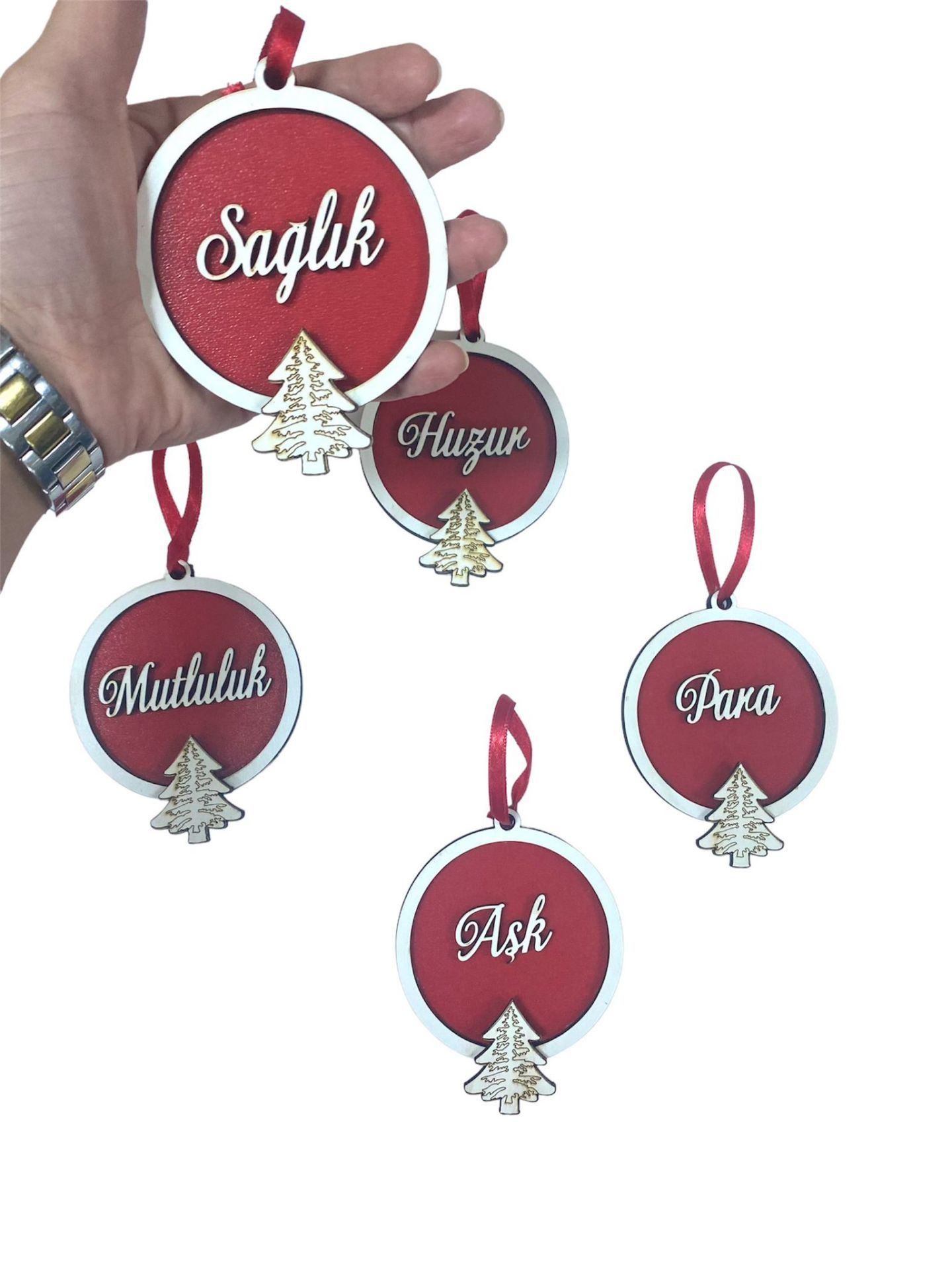 Yeni Yıl Dilekleri Ağaç Süsü(5 Adet)