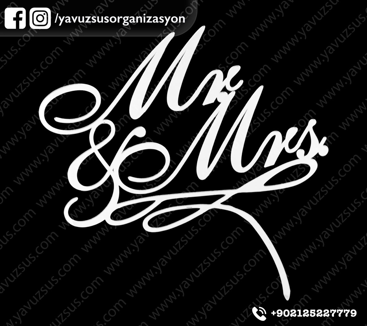 Çubuklu Mr & Mrs pleksi (20*20) GUMUS