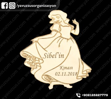 Pamuk Prenses kına kızı  pleksi (6*6.5cm) ALTIN