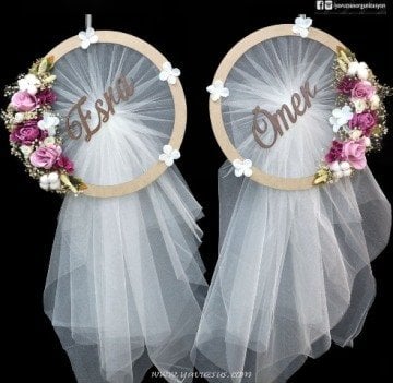 Ahşap Tül ve Çiçek Dekorlu İsimlik(Tane :45*110cm)