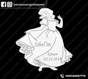 Pamuk Prenses kına kızı  pleksi (6*6.5cm) GUMUS