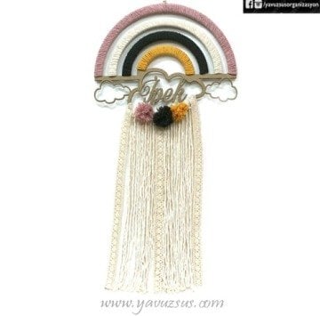 İsme Özel Makrome Gökkuşağı Kapı Süsü