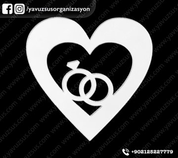 İçi alyanslı kalp  pleksi (4,5cm) 2mm GUMUS