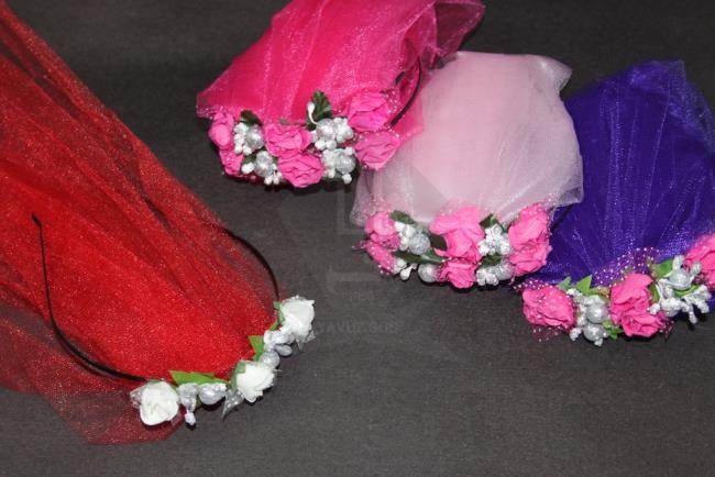 simli pıtırcıklı lateksli kına tacı BEYAZ