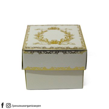 Yaldızlı Karton Kutu (8x8x6 cm 25 adet) BEYAZ