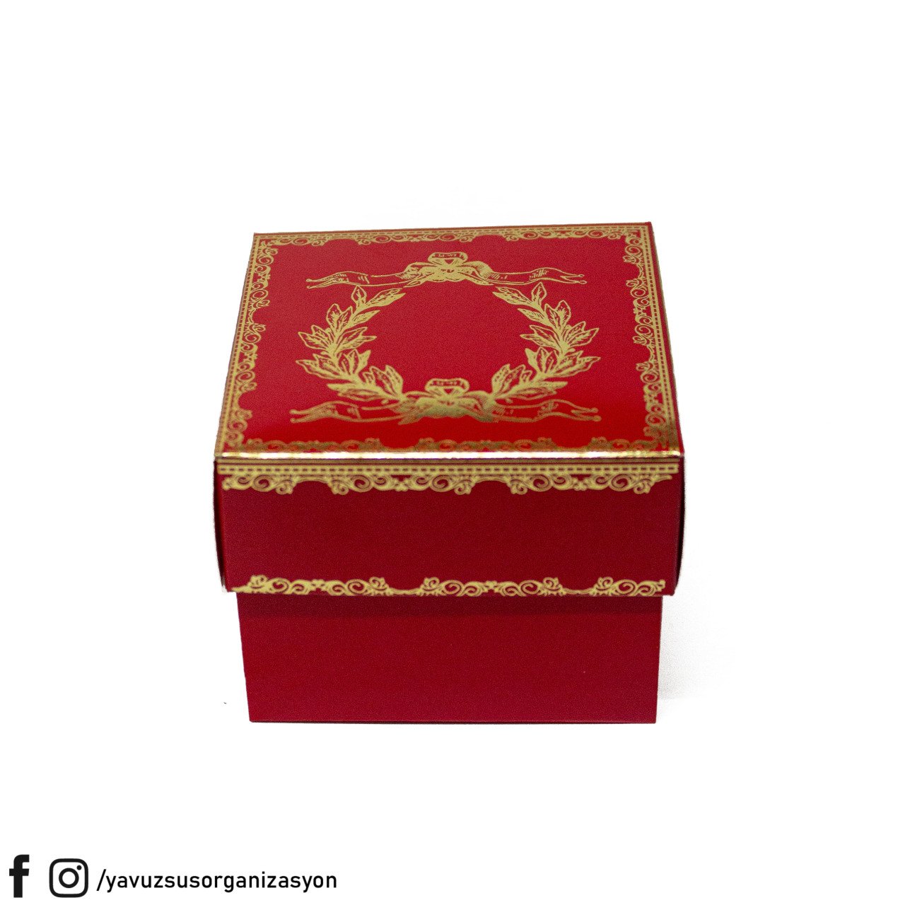Yaldızlı Karton Kutu (8x8x6 cm 25 adet) KIRMIZI