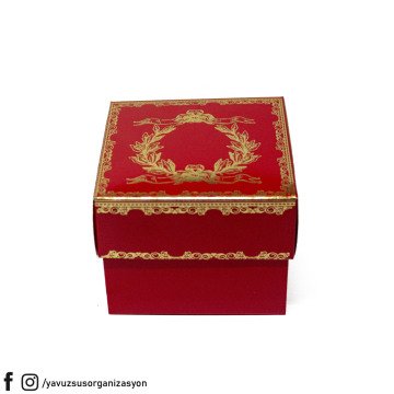 Yaldızlı Karton Kutu (8x8x6 cm 25 adet) KIRMIZI