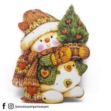 UV Baskılı Yılbaşı Temalı Ayıcık Kapı Süsü 34x27cm