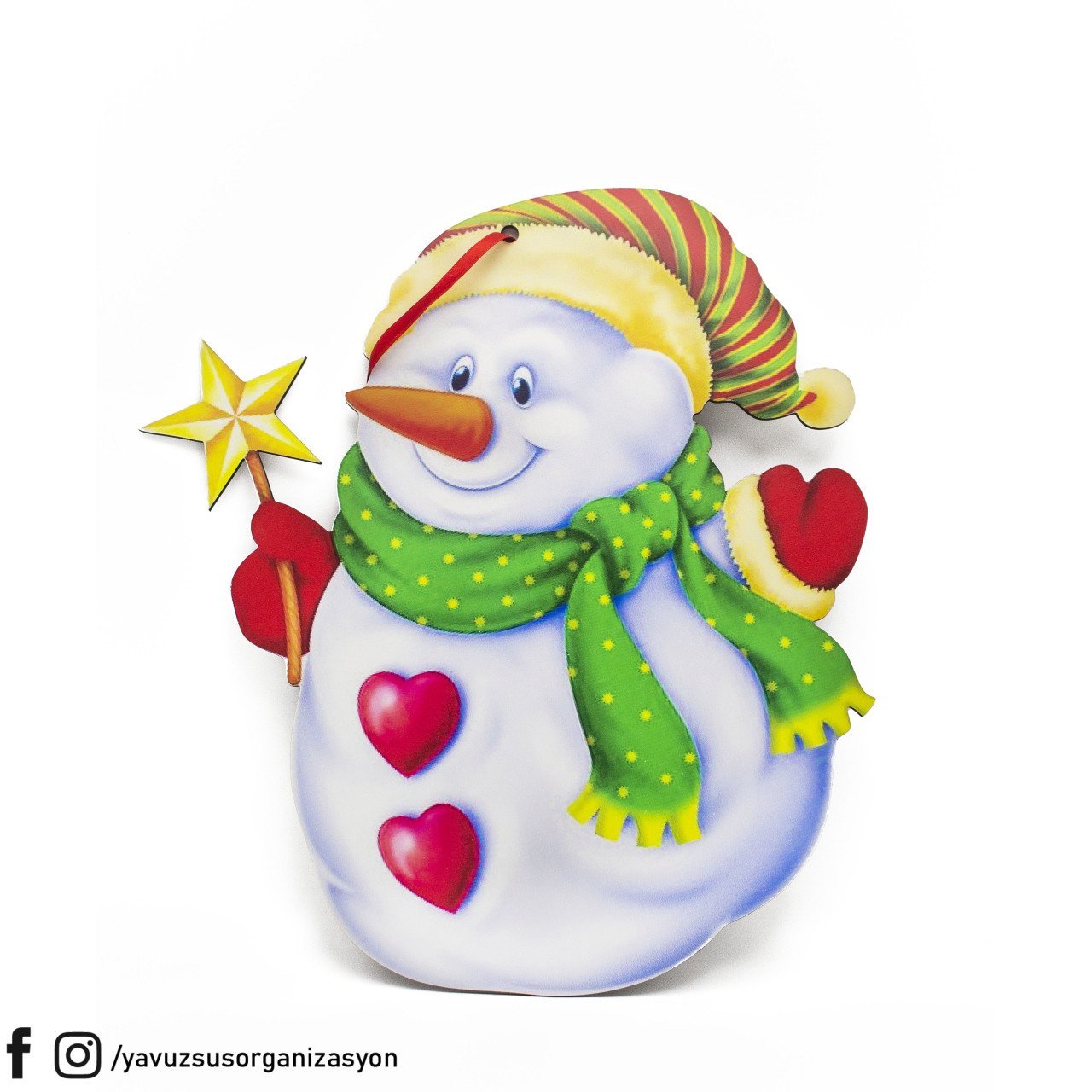 UV Baskılı Yılbaşı Kardan Adam Kapı Süsü (36x32cm)