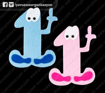 parmak 1 yaşındayım keçe figür küçük(KLD) PEMBE