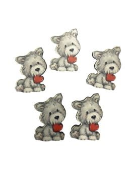 Ahşap Üzeri Uv Baskı Küçük Kalpli Köpek Figür& obje