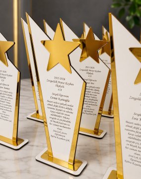 Kişiye özel mezuniyet yıldızlı plaket