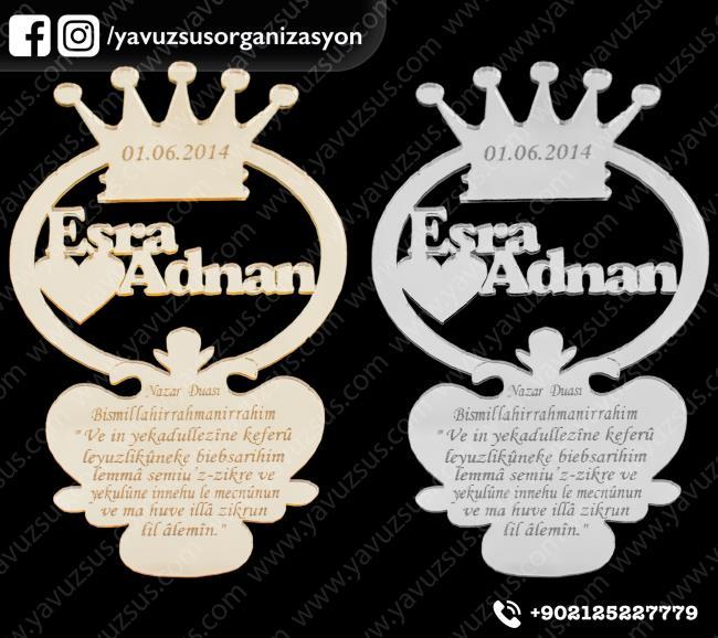 Taçlı dikiz aynası süsü 13x8 ALTIN